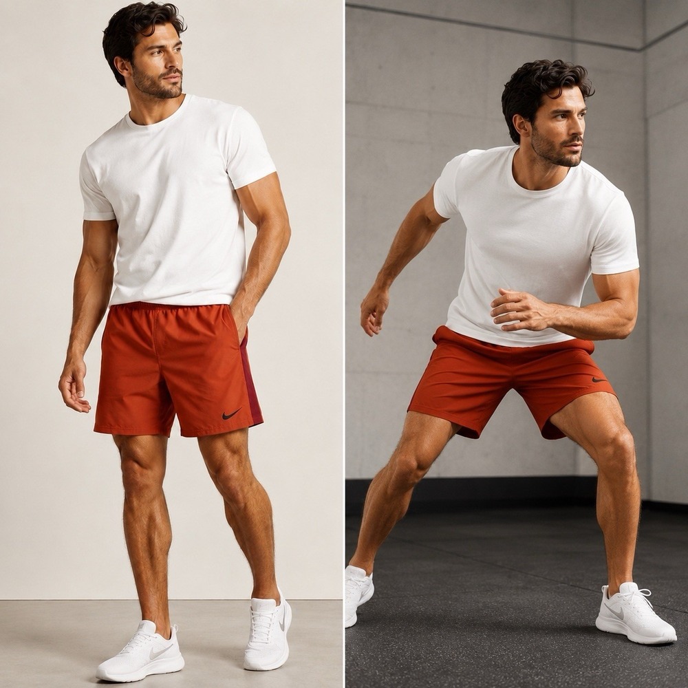 Nike Dri-Fit Training Shorts Mens Large Rust Orange Swoosh Pocket Pull-On Sports